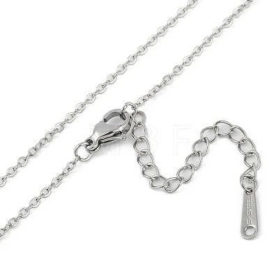 Halloween Series 202 Stainless Steel Cable Chain Ghost Pendant Necklaces NJEW-S005-01P-C-1