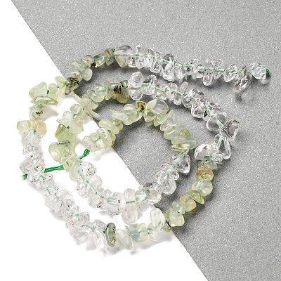 Natural Quartz Crystal & Prehnite Beads Strands G-L610-A03-01-1