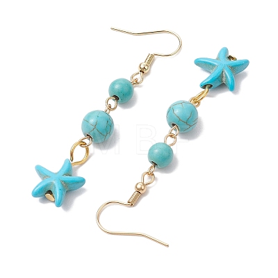 Synthetic Turquoise Dangle Earrings EJEW-JE05849-02-1