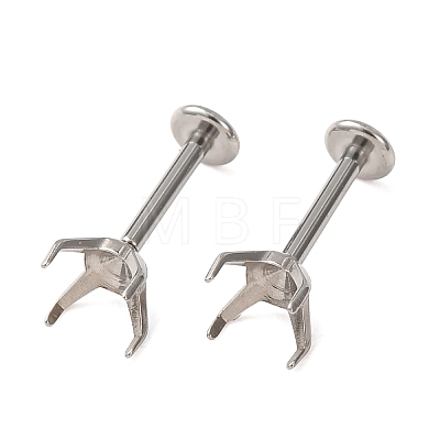 304 Stainless Steel Prong Earring Settings SA-CBA8B85-11D-02-1