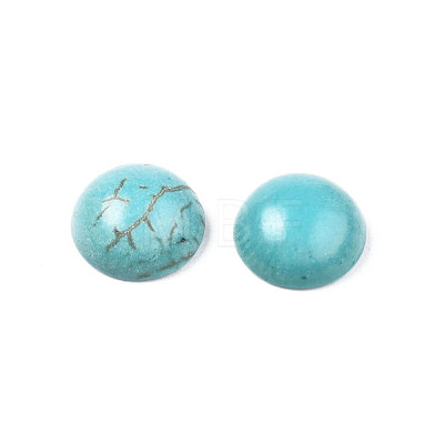 Craft Findings Dyed Synthetic Turquoise Gemstone Flat Back Dome Cabochons TURQ-S266-6mm-01-1