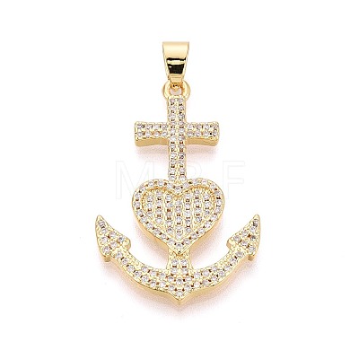 Brass Micro Pave Clear Cubic Zirconia Pendants KK-N268-88G-1