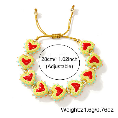 Handmade Heart Resin & Brass Bead Braided Bracelets JT1412-4-1
