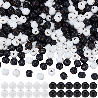 600Pcs 2 Colors Dyed Natural Wood Beads WOOD-SC0002-37B-1