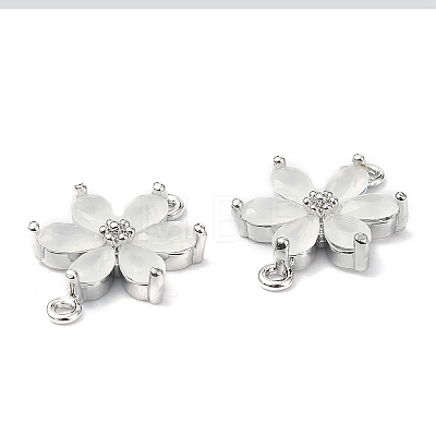 Brass Pave Cubic Zirconia Connector Charms KK-B072-01P-01-1