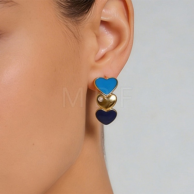 304 Stainless Steel Enamel Hoop Earrings for Women EJEW-K271-07G-1