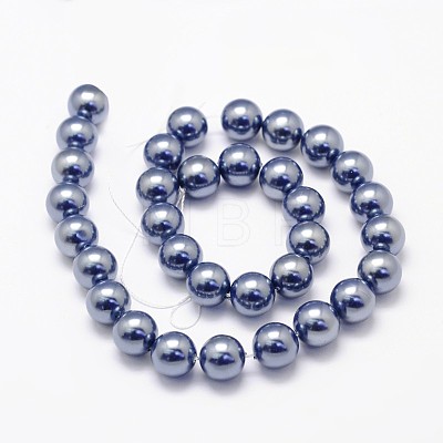 Shell Pearl Beads Strands X-BSHE-E008-8mm-14-1