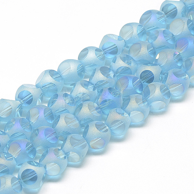 Plated Transparent Glass Beads Strands EGLA-R108-8mm-M-1
