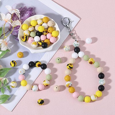 70Pcs 10 Styles Silicone Focal Beads SIL-SZ0002-31-1
