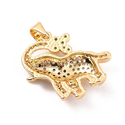 Rack Plating Brass Micro Pave Cubic Zirconia Pendants ZIRC-C035-16G-1
