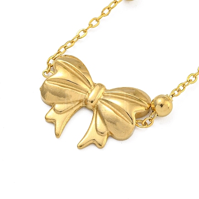 Brass Bowknot Pendant Necklaces NJEW-B115-01G-01-1