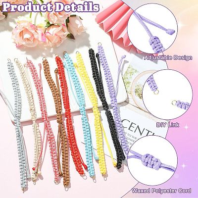 12Pcs Waxed Polyester Cord Bracelets Making AJEW-CJ00021-1