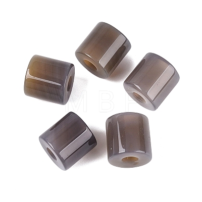 Natural Grey Agate European Beads G-P520-05B-1
