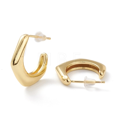 Brass Half Hoop Earrings EJEW-A056-05G-1