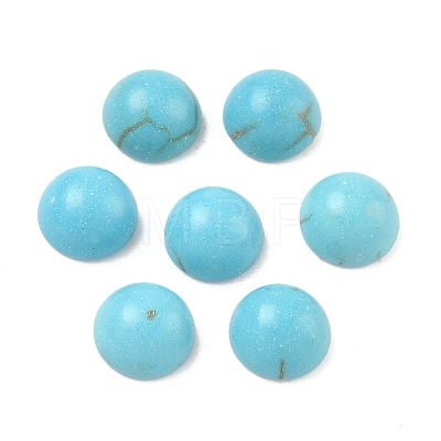 Craft Findings Dyed Synthetic Turquoise Flat Back Dome Cabochons X-TURQ-S266-6mm-01-1