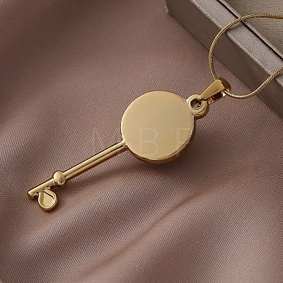 304 Stainless Steel with White Imitation Pearl Key Pendant Necklaces for Women OM7731-1