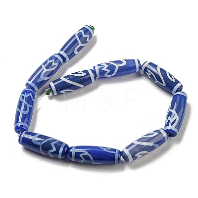 Blue Tibetan Style dZi Beads Strands TDZI-NH0001-B08-01-1