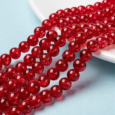 Spray Painted Crackle Glass Beads Strands CCG-Q001-8mm-13-1