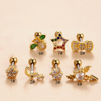 Brass Micro Pave Colorful Cubic Zirconia Star Cartilage Earrings WG7D5C2-07-1