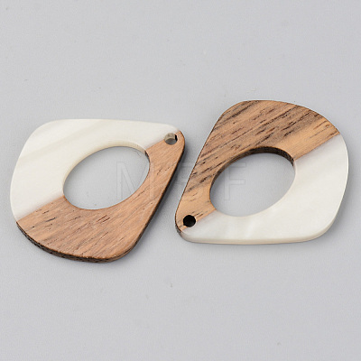 Opaque Resin & Walnut Wood Pendants RESI-S389-016A-C04-1