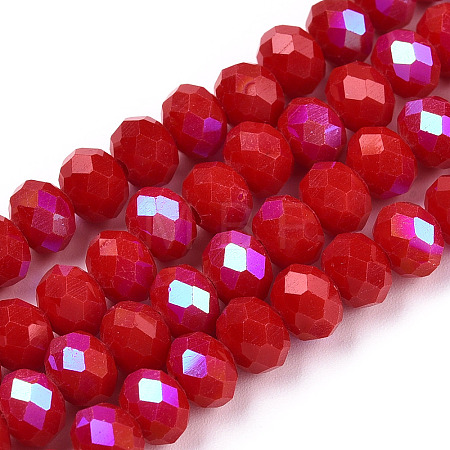 Electroplate Opaque Solid Color Glass Beads Strands EGLA-A034-P4mm-L21-1