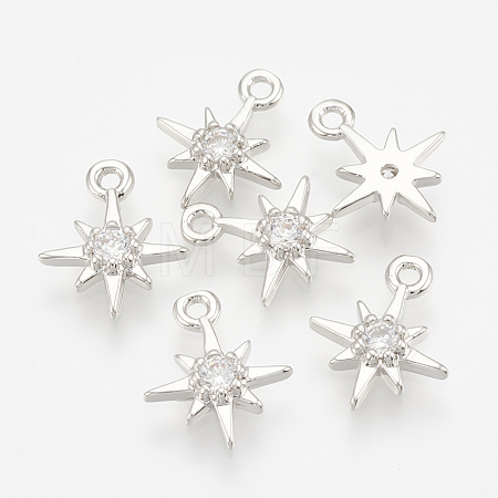 Brass Cubic Zirconia Charms ZIRC-Q002-143P-1
