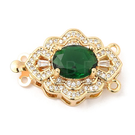 Brass Micro Pave Clear Cubic Zirconia Box Clasps KK-E052-01F-G04-1