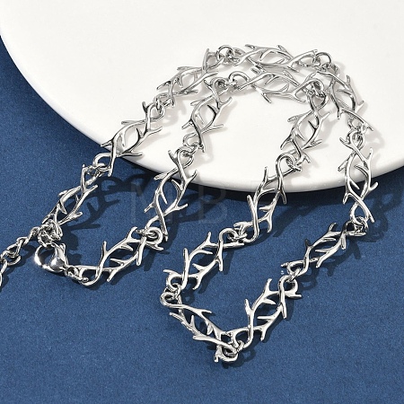 304 Stainless Steel Barbed Wire Chain Necklaces NJEW-D345-01P-1