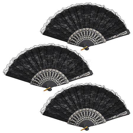 Plastic & Lace Folding Fan AJEW-WH0709-241B-1