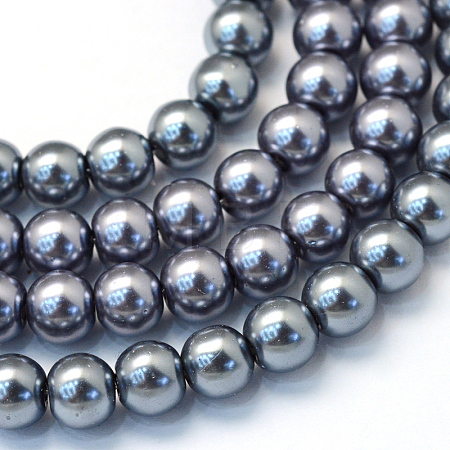 Baking Paint Pearlized Glass Pearl Round Bead Strands HY-Q003-10mm-12-1