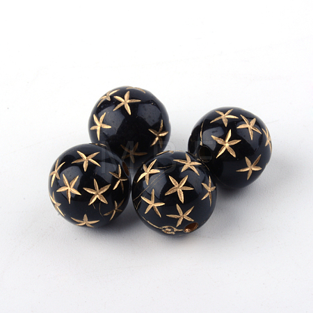 Round Plating Acrylic Beads X-PACR-Q102-197B-1