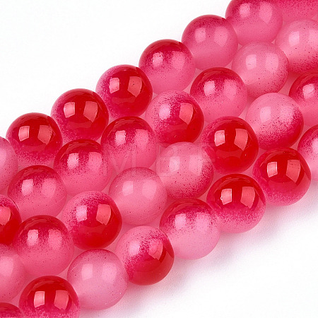 Baking Paint Imitation Jade Glass Round Bead Strands X1-DGLA-N003-10mm-06-1