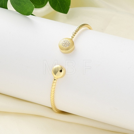 Clear Cubic Zirconia Open Cuff Bangle BJEW-G737-01G-03-1