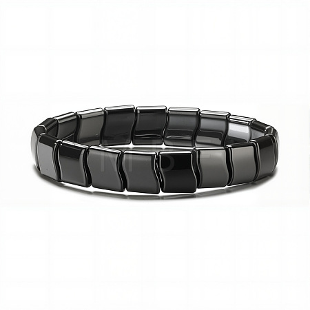 Non-magnetic Synthetic Hematite Beaded Stretch Bracelets for Men FS-WG73B41-02-1