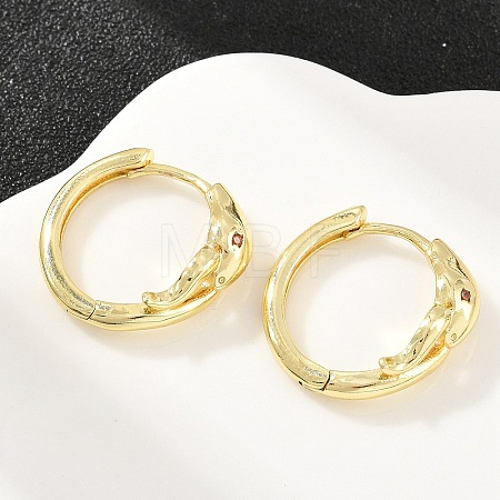 Brass Micro Pave Cubic Zirconia Hoop Earrings KK-CBAD104-04G-F-1