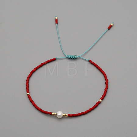 Adjustable Glass Seed Bead Braided Bead Bracelets for Women VT9382-18-1