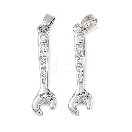 Brass Micro Pave Clear Cubic Zirconia Pendants KK-G549-16C-P-1