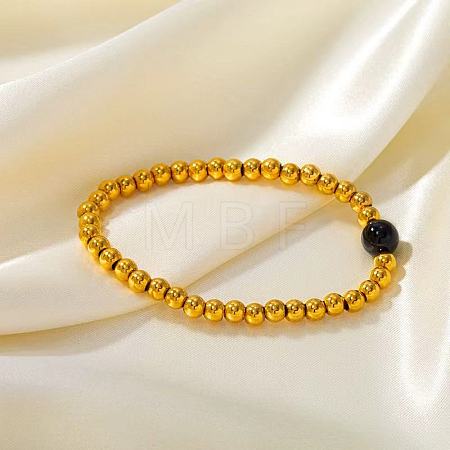 304 Stainless Steel Round Beaded Bracelets for Women JZ6753-1-1