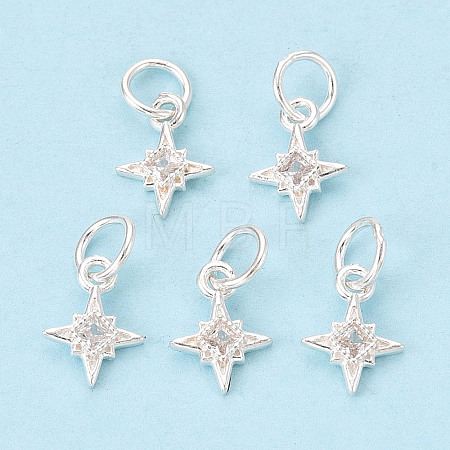 925 Sterling Silver Pave Clear Cubic Zirconia Star Charms STER-T009-15S-1