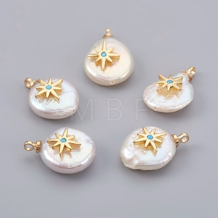 Natural Cultured Freshwater Pearl Pendants PEAR-F008-14G-1