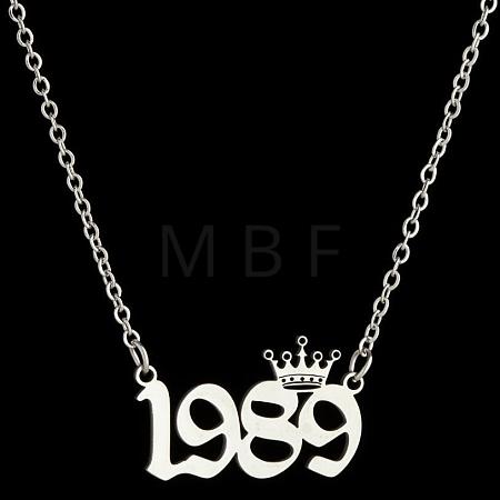 Crown Birth Year 201 Stainless Steel Pendant Necklaces for Women FS-WG4E8F2-50-1