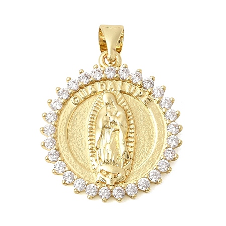 Brass Micro Pave Clear Cubic Zirconia Pendants KK-Z150-22G-05-1