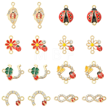 16Pcs 8 Styles Zinc Alloy Enamel Connector Charms FIND-YW0012-70-1
