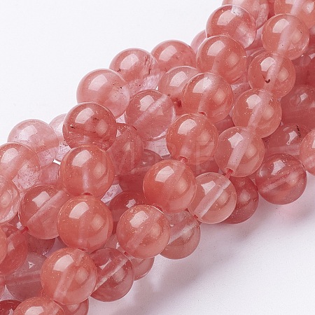Cherry Quartz Glass Beads Strands GSR10mmC054-1