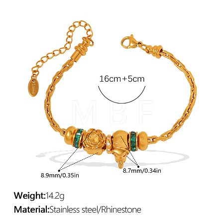 304 Stainless Steel & Cubic Zirconia Link Bracelets WG7FB07-04-1