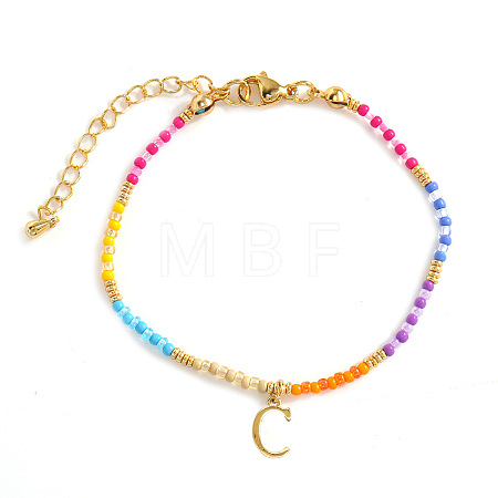 Brass Letter Charm Bracelets FM8278-3-1