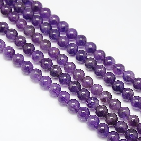 Natural Amethyst Round Beads Strands G-P047B-1AB-1