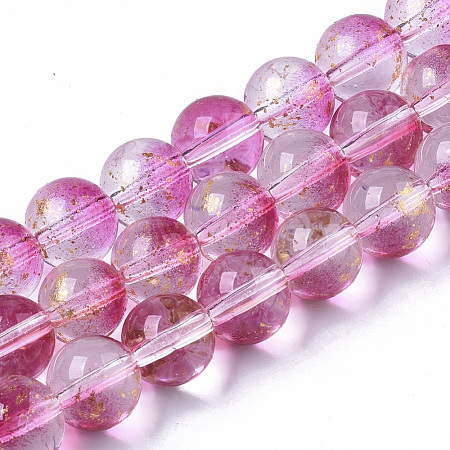 Transparent Spray Painted Glass Bead Strands GLAA-N035-03C-B04-1