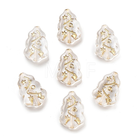 Metal Enlaced Transparent Acrylic Beads X-MACR-M045-09-1