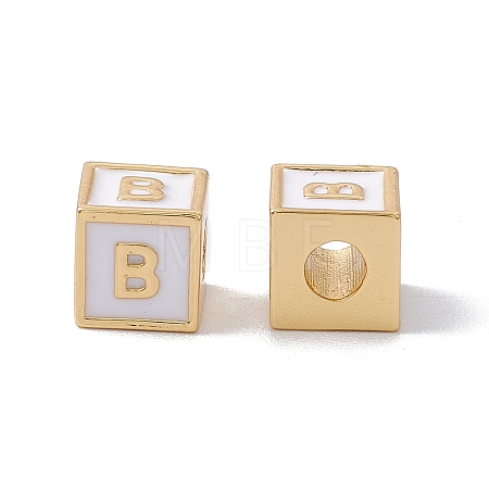 Rack Plating Brass Enamel Beads KK-B060-04G-04B-1